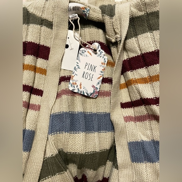Pink Rose Long Striped Cardigan - Picture 3 of 3